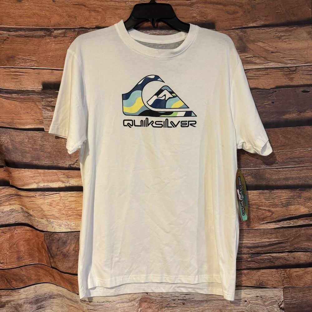 Quiksilver Loungewear Shirt Mens Medium M White Graphic Tee New With Defects